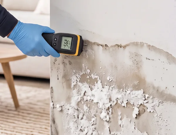 Rising damp at the bottom of an internal wall